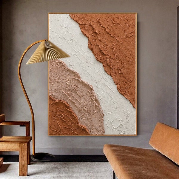 Terracotta Textured Wall Art 3D Texture Art Large Wall Art Terracotta Abstract Art Minimalist Wall Art Heavy Textured Wall Art Plaster Art