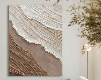 Ocean Waves Abstract Painting 3D Textured Painting Heavy Texture Painting Brown and Beige Painting Earth Tone Waves Art Wabi-Sabi Wall Art