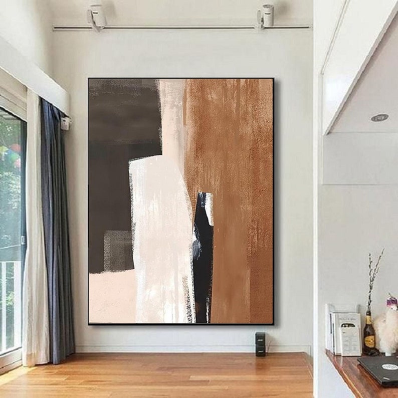 Large Minimalist Wall Art Brown Painting Brownish Tones Etsy