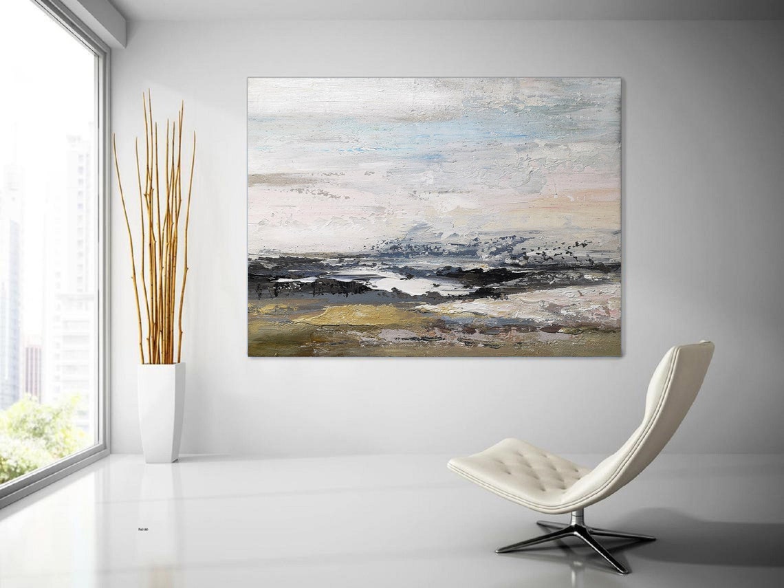 Large Beach Painting Abstract Landscape Painting Sky and Sea Etsy