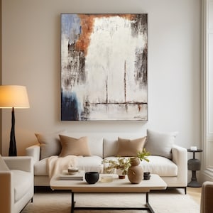 Large Minimalist Abstract Painting Beige and Rust Abstract Minimalist Painting on Canvas Textured Painting Large Abstract Art Minimalist Art image 3