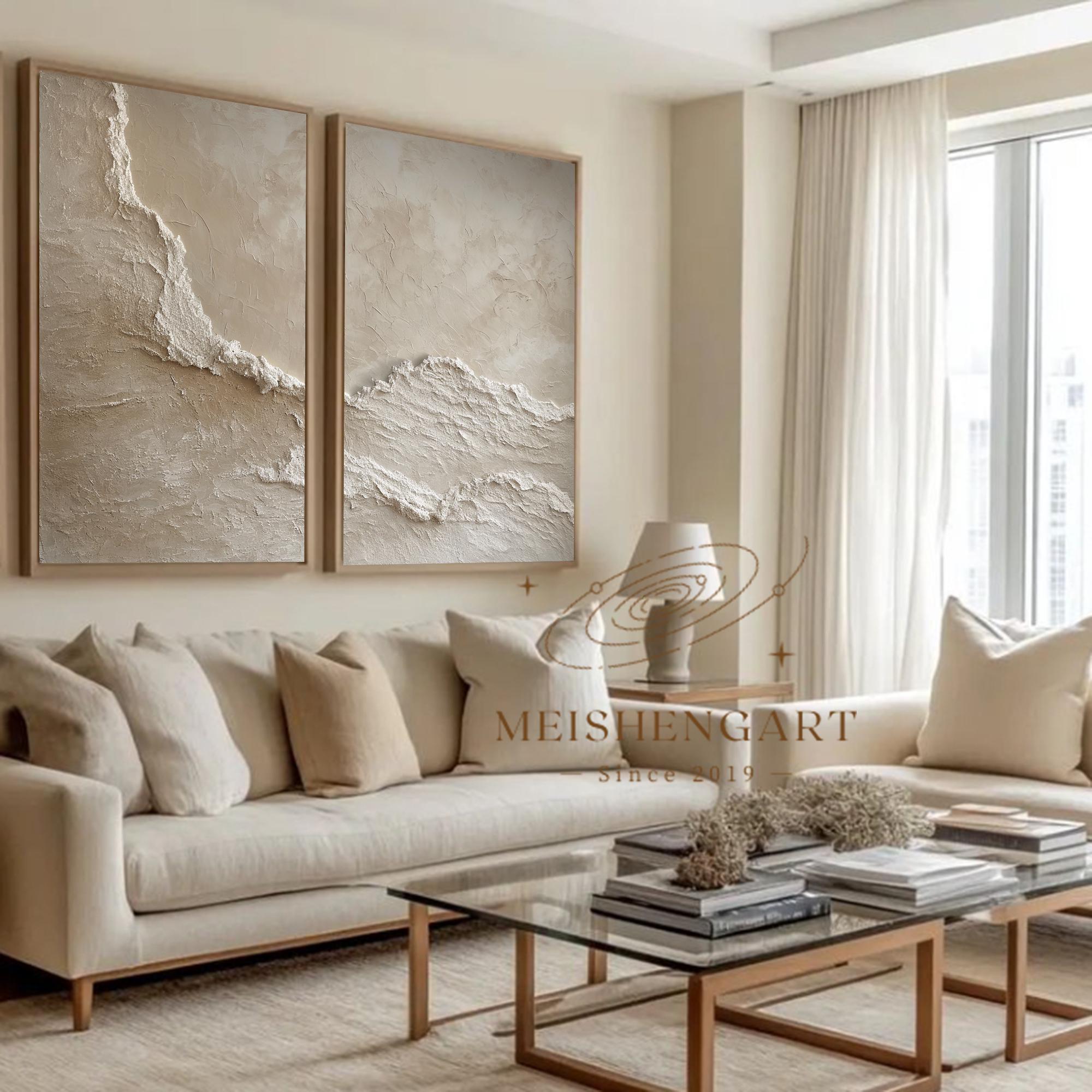 3D Textured Ocean Waves Painting Set:wabi Sabi Abstract Wall Art,earth ...