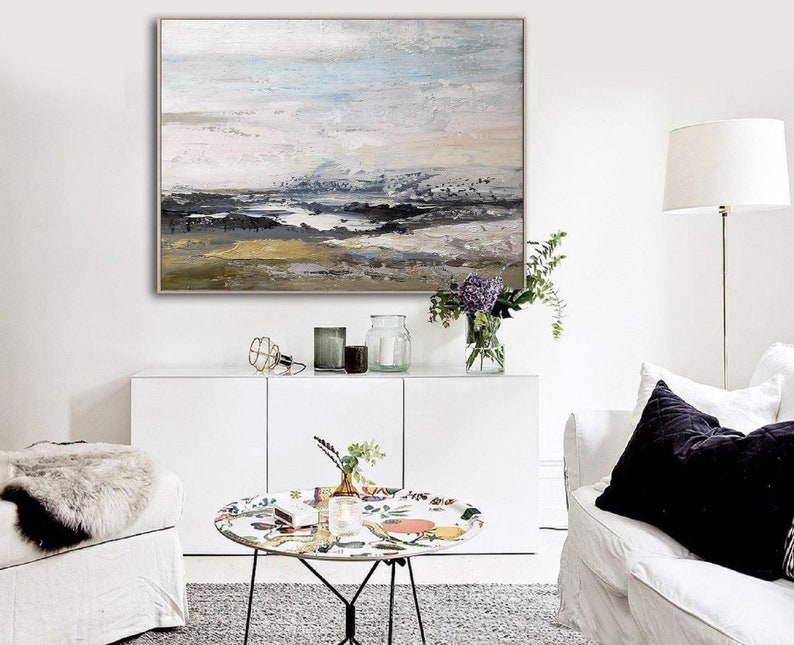 Large Beach Painting Abstract Landscape Painting Sky and Sea Etsy
