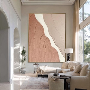 Hand-Painted Plaster Relief Art, Wabi-Sabi Texture, Minimalist Decor image 5
