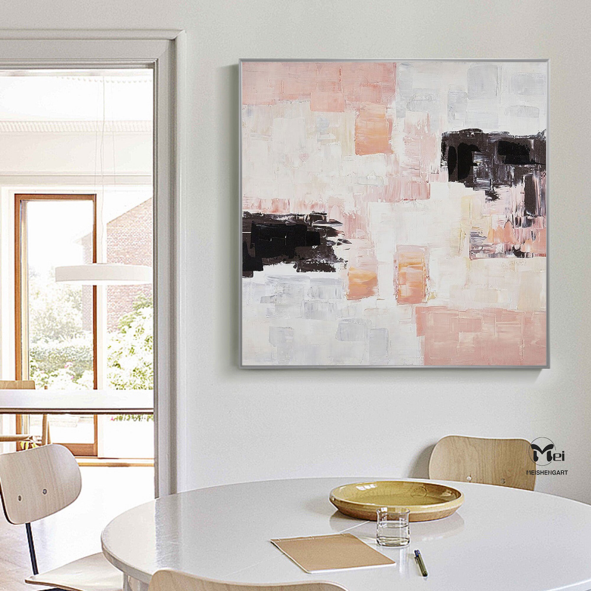 Pink Abstract Canvas Painting Large Abstract Art Original Art Etsy