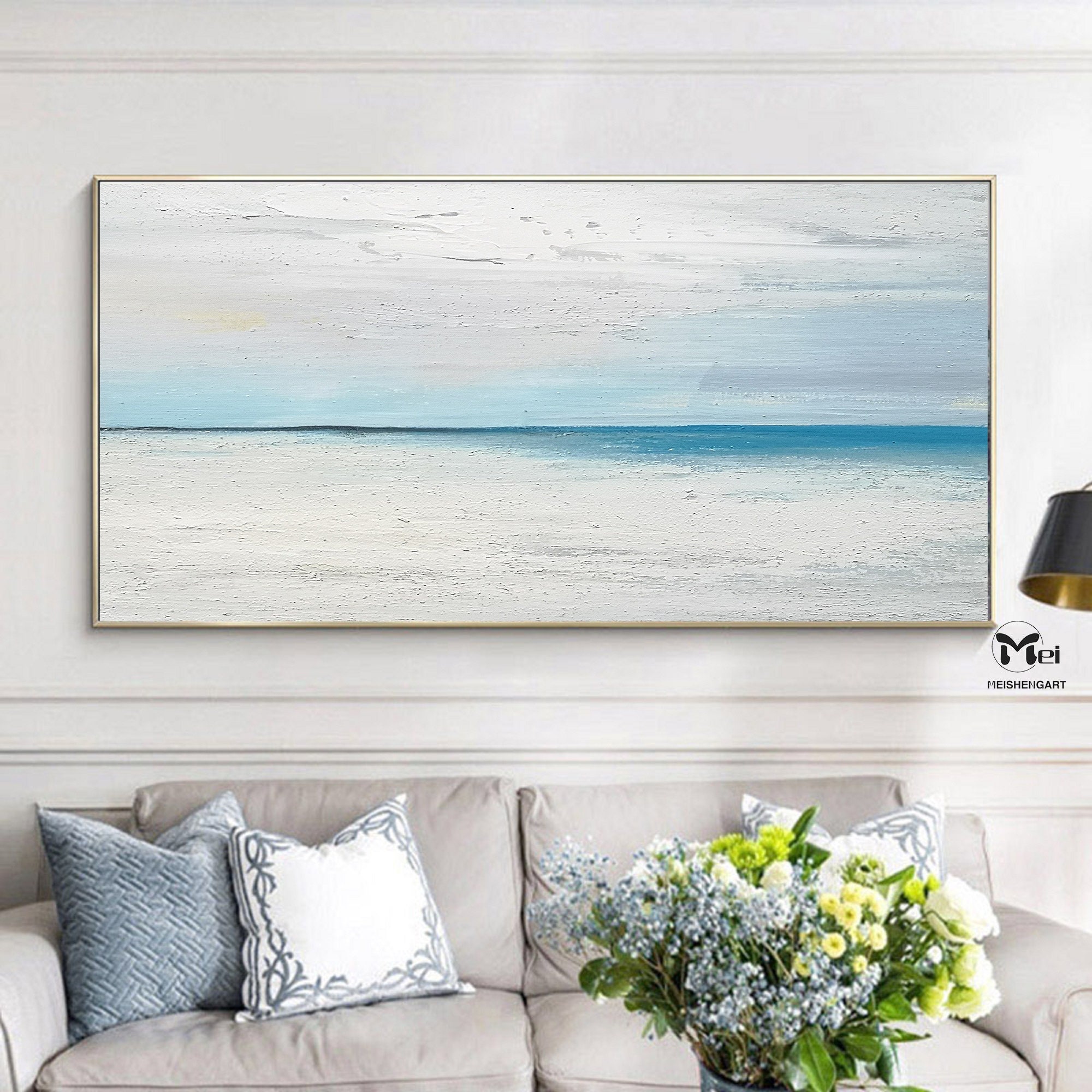 Large Beach Painting Ocean Painting on Canvas Ocean Abstract Etsy