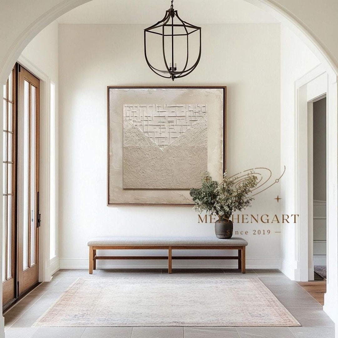Wabi Sabi Wall Art Beige 3D Texture Painting Large Beige Abstract Wall ...