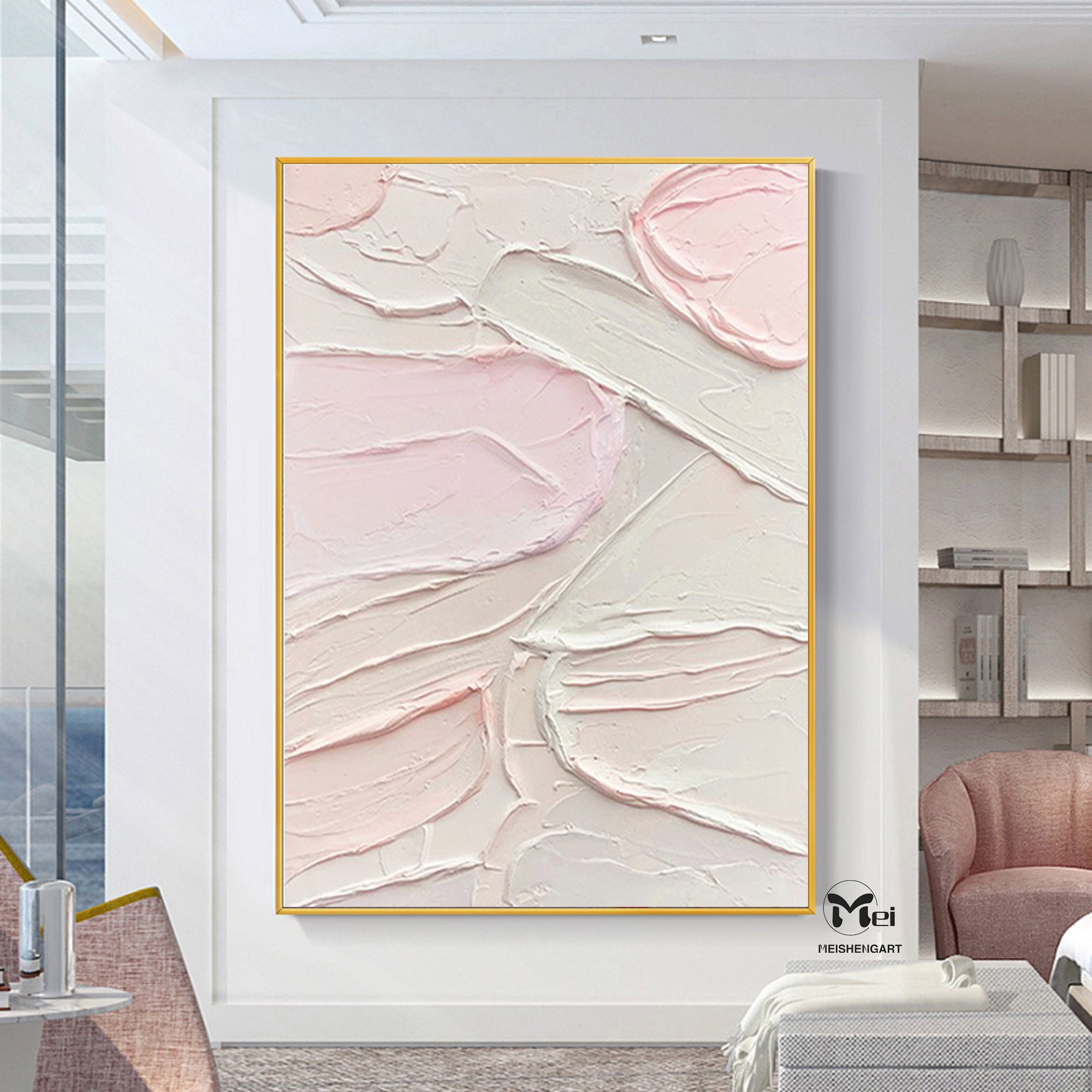 Large Pink Texture Abstract Wall Art 3D Texture Canvas Etsy