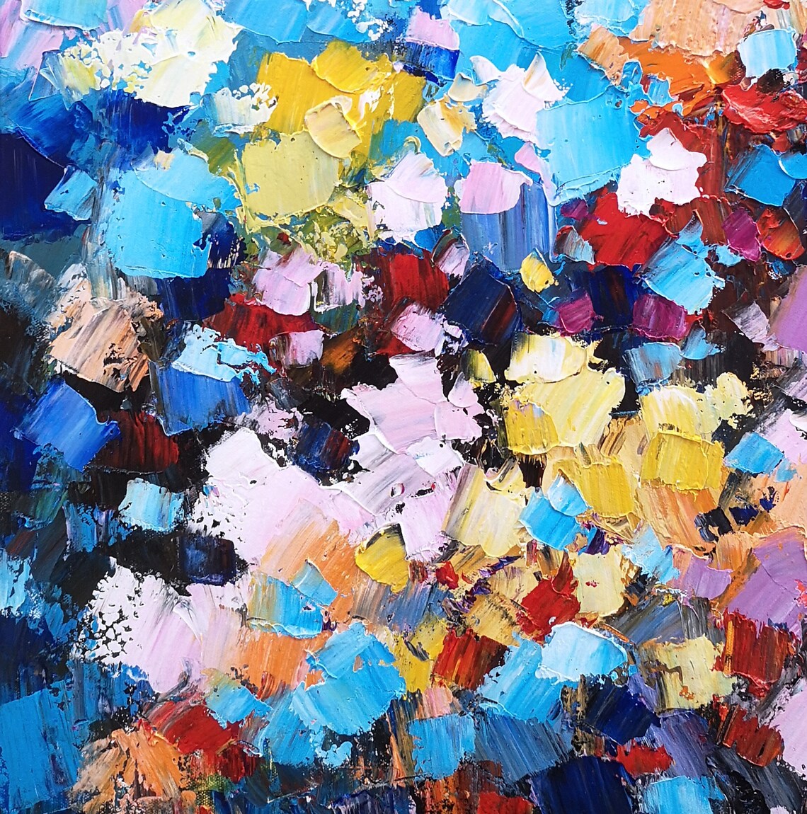 Abstract Flower Painting Colorful Canvas Art Large Canvas Art Etsy