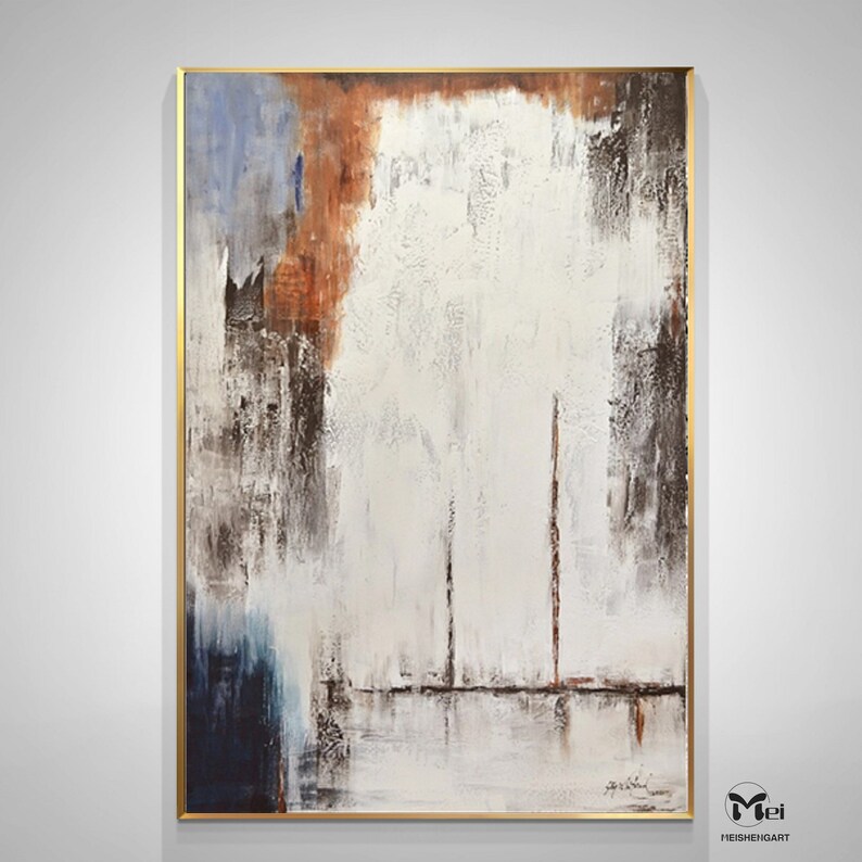 Large Minimalist Abstract Painting Beige and Rust Abstract Minimalist Painting on Canvas Textured Painting Large Abstract Art Minimalist Art image 9