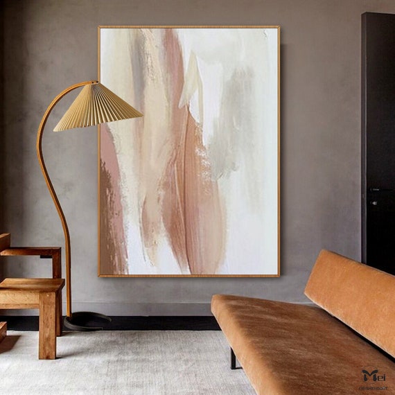 Neutral Wall Art Beige Abstract Minimalist Painting Earth Colors Large  Canvas Formal Living Room Art