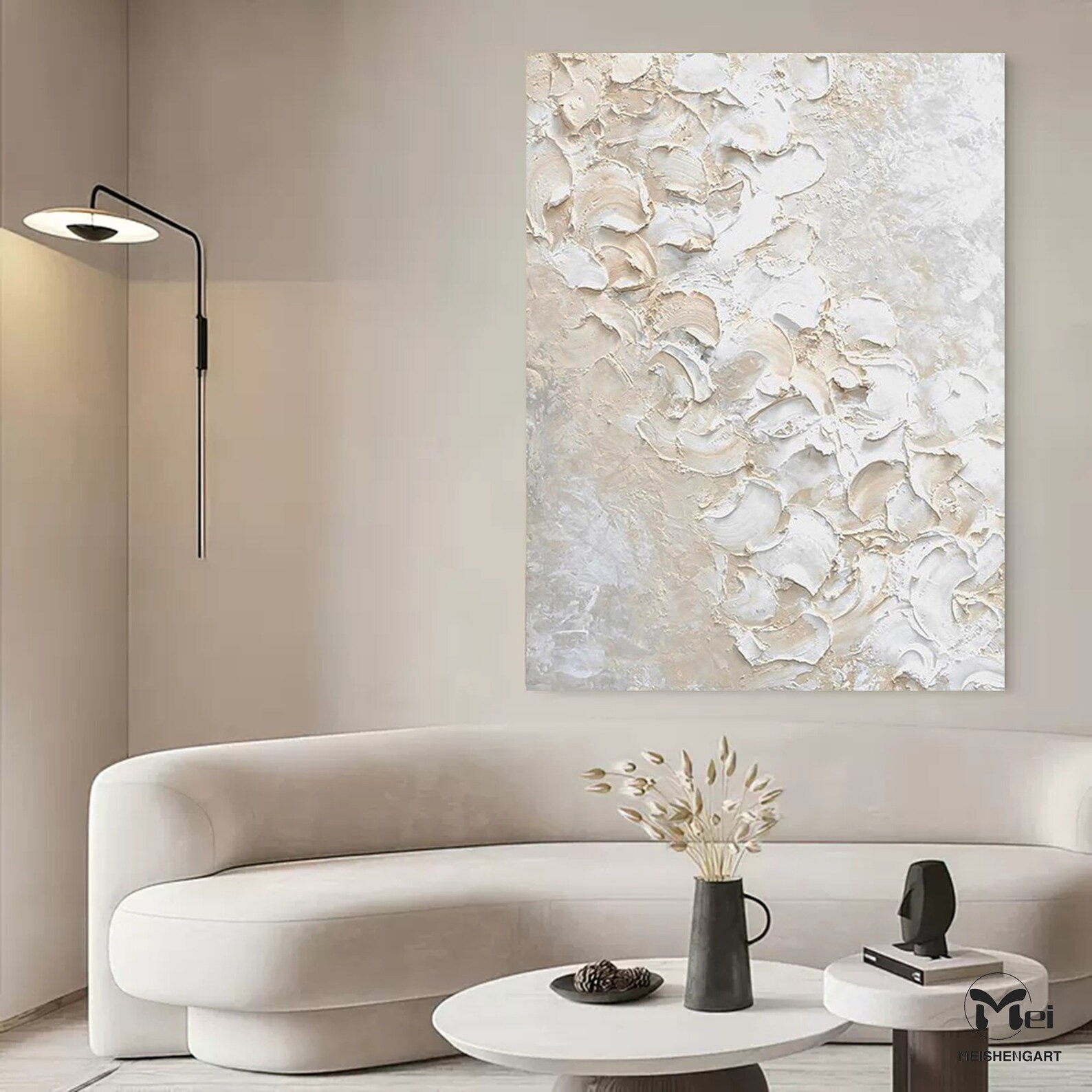 3D White Textured Painting White Textured Wall Art Cream - Etsy
