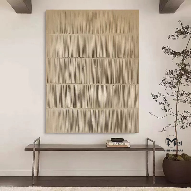 Wabisabi Abstract Wall Art 3D Texture Painting Line Painting Etsy