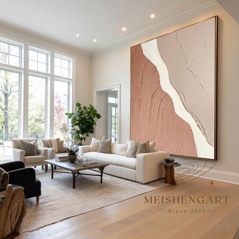 Hand-Painted Plaster Relief Art, Wabi-Sabi Texture, Minimalist Decor image 6