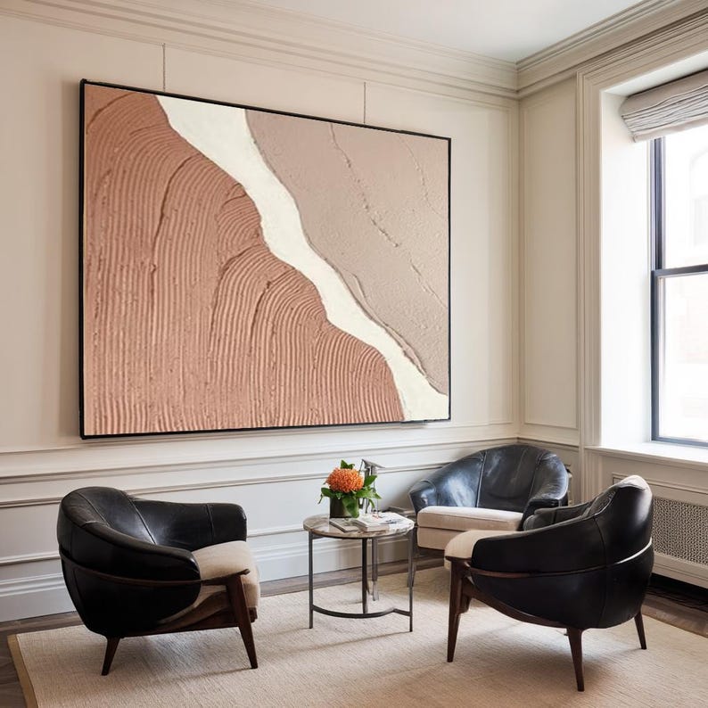 Hand-Painted Plaster Relief Art, Wabi-Sabi Texture, Minimalist Decor image 10