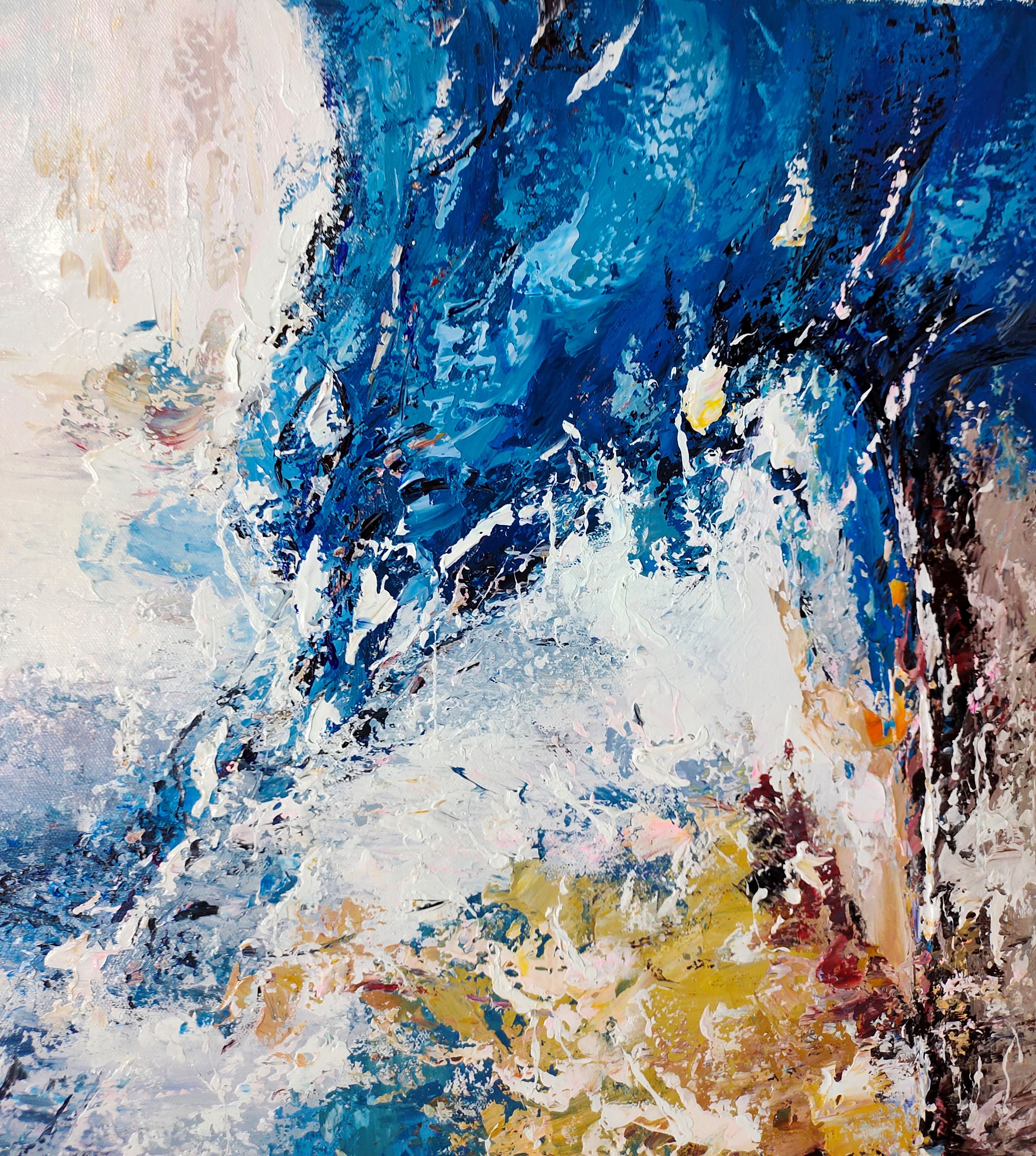 Blue and Gold Painting Gold Abstract Art 3D Texture Painting Etsy