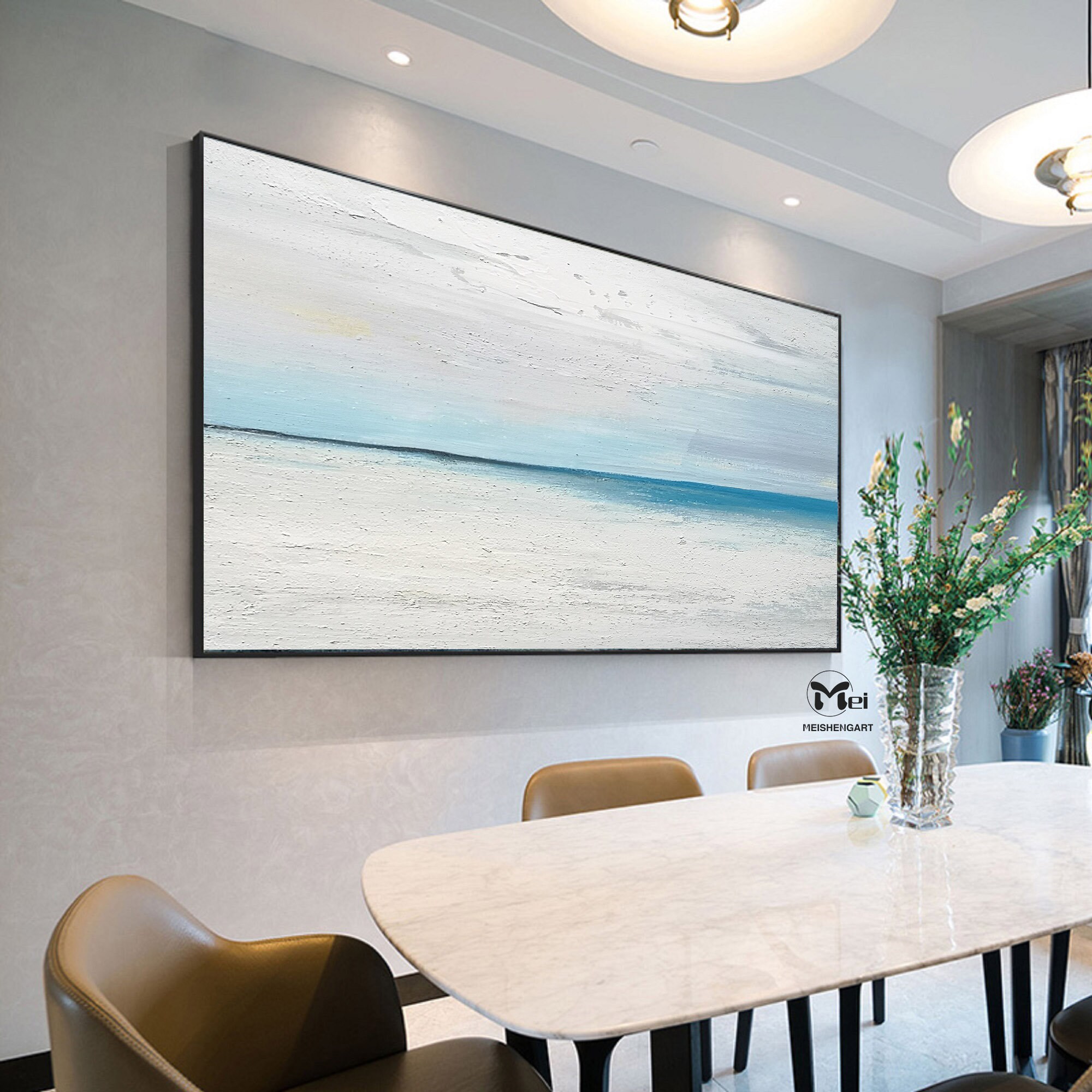 Large Beach Painting Ocean Painting on Canvas Ocean Abstract Etsy