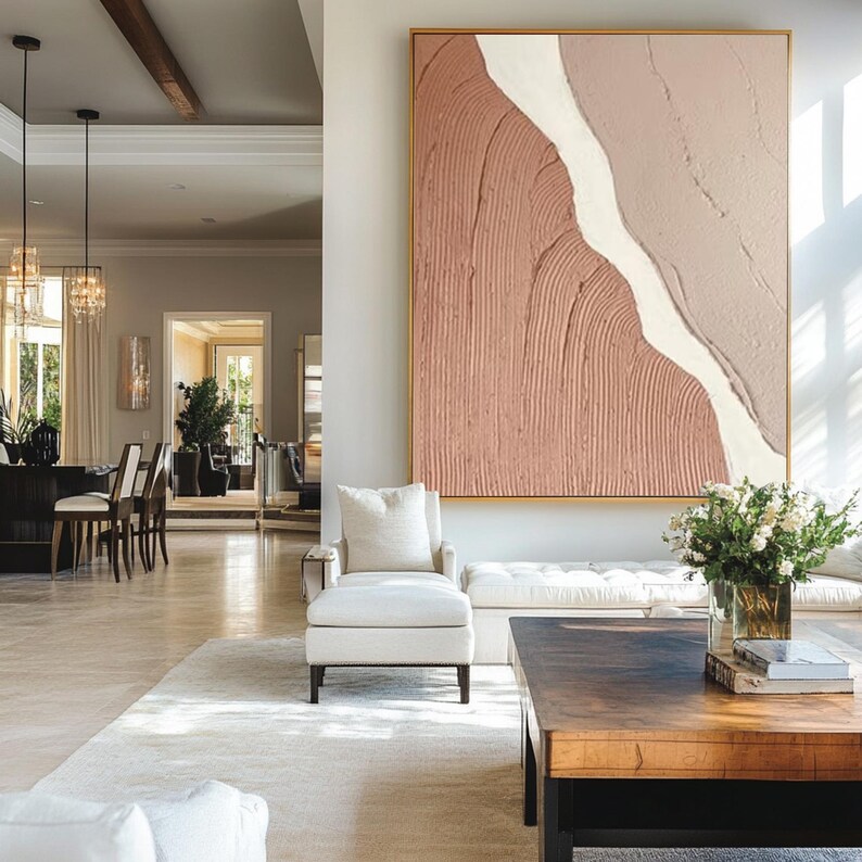 Hand-Painted Plaster Relief Art, Wabi-Sabi Texture, Minimalist Decor image 4