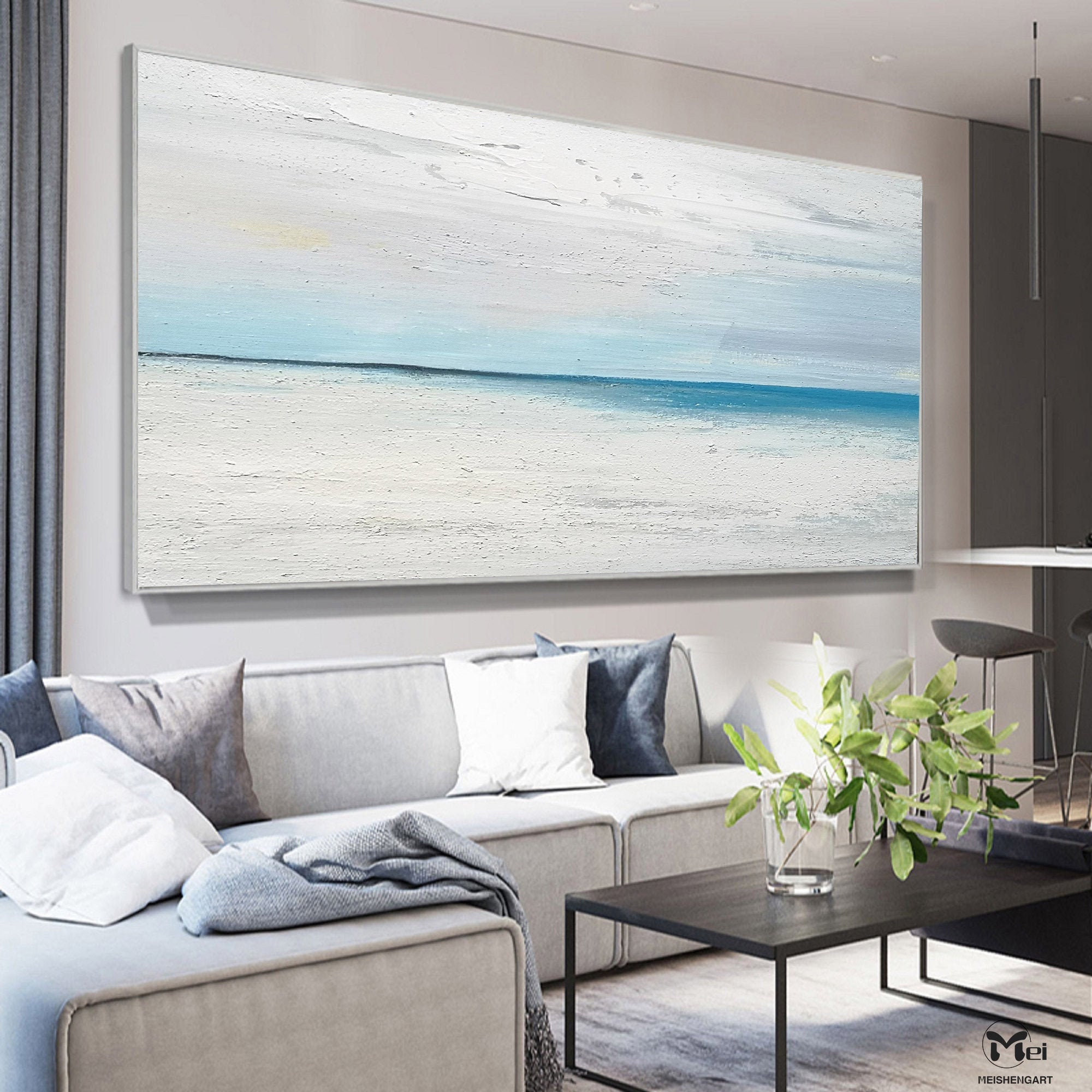 Large Beach Painting Ocean Painting on Canvas Ocean Abstract Etsy