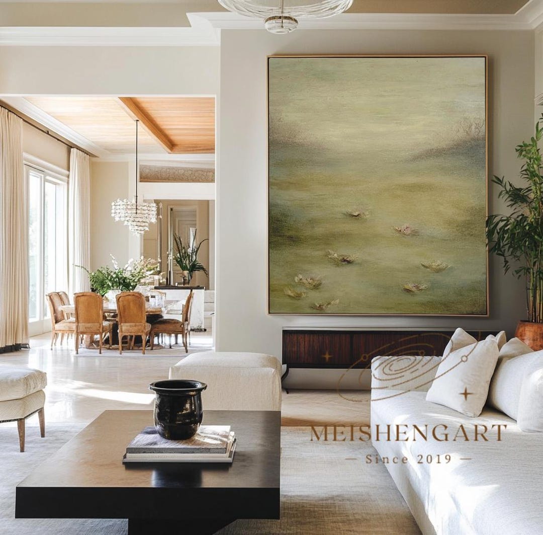 Large Water Lily Pond Abstract Painting Landscape Wall Art Monet ...