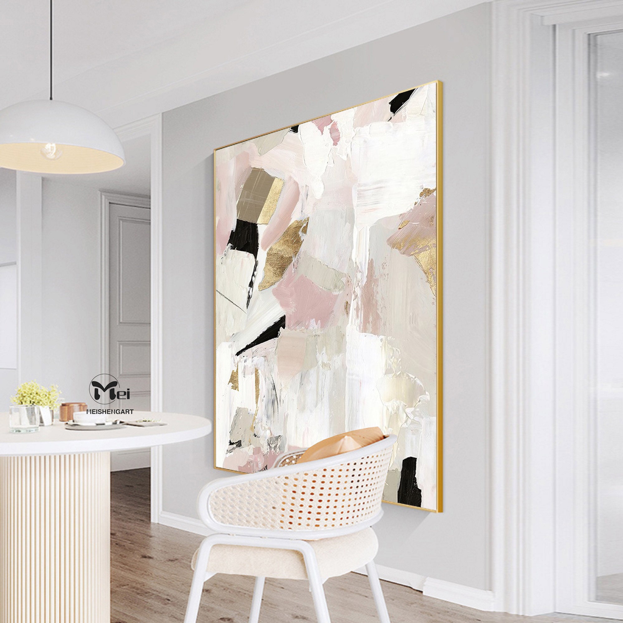 Extra Large Wall Art Pink Abstract Painting Blush Pink Wall | Etsy