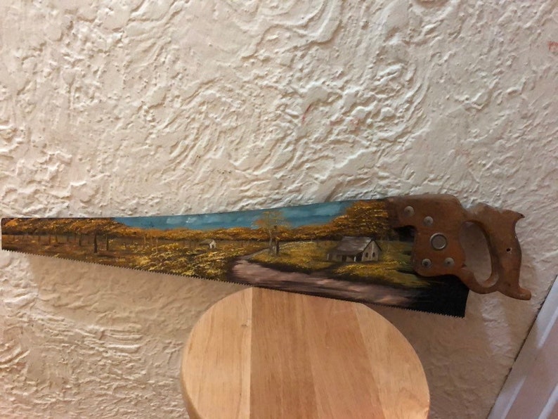 Antique Vintage Hand Painted Hand Saw Made in USA Disston Etsy