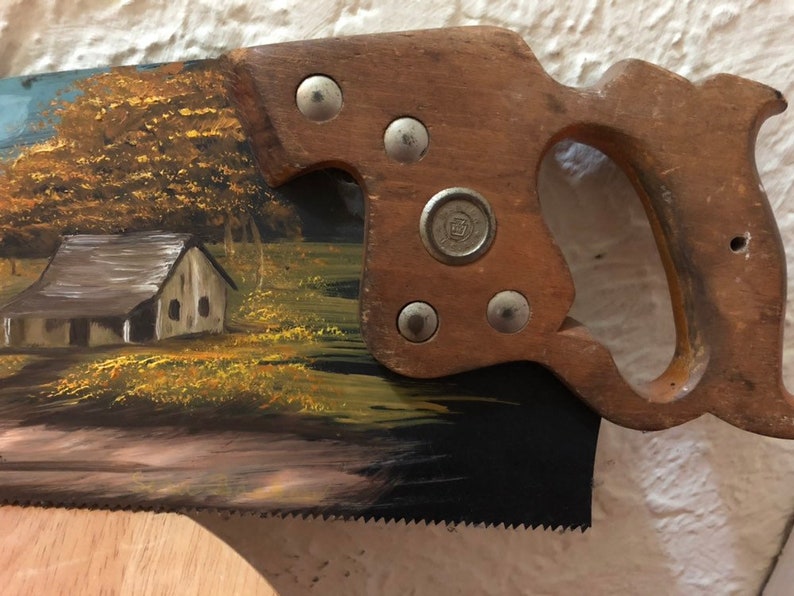 Antique Vintage Hand Painted Hand Saw Made in USA Disston Etsy