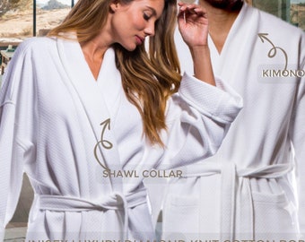 Robes, Unisex Diamond Knit, Lightweight, Waffle Bathrobes for Women and Men