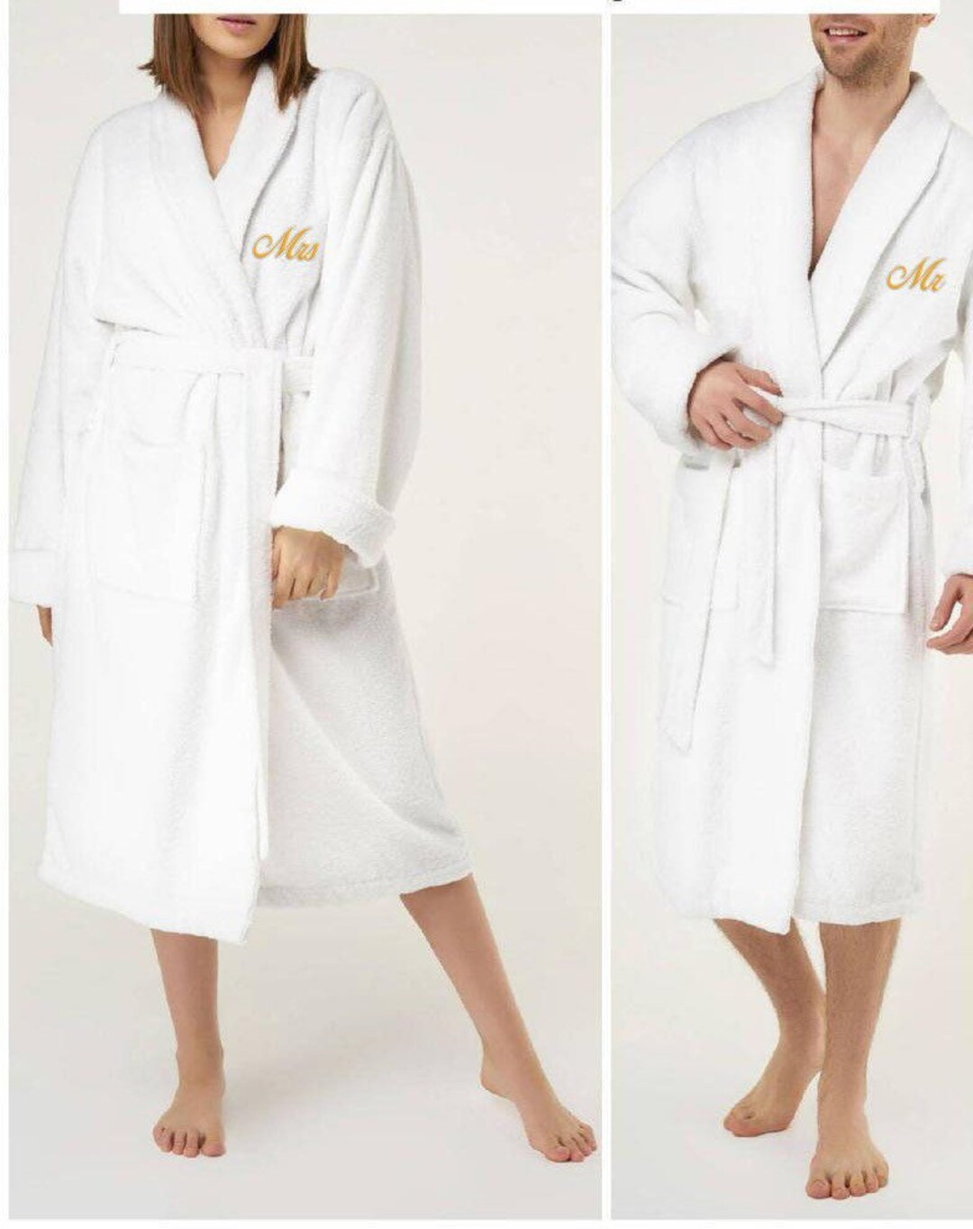 Matching Couples Cotton Bathrobes, Embroidered Monogrammed Robe Etsy