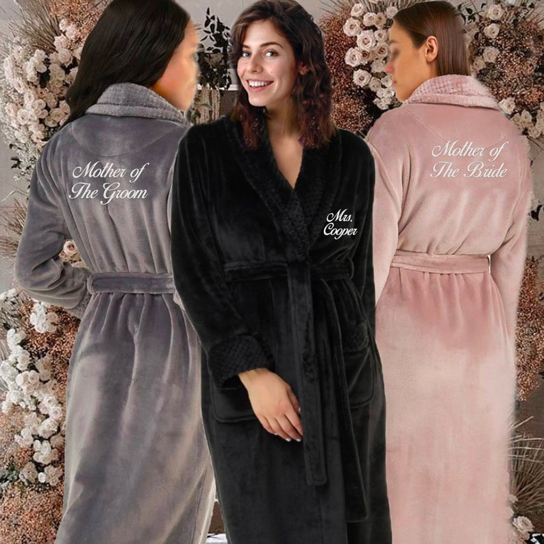 Robes for Mother of the Bride, Personalized Mother of the Groom Long Robes Wedding Gifts image 3