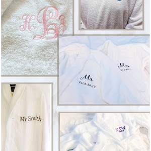Couple Robes, Cotton Robes, Bathrobe, Embroidered Robes Couple Gifts image 5
