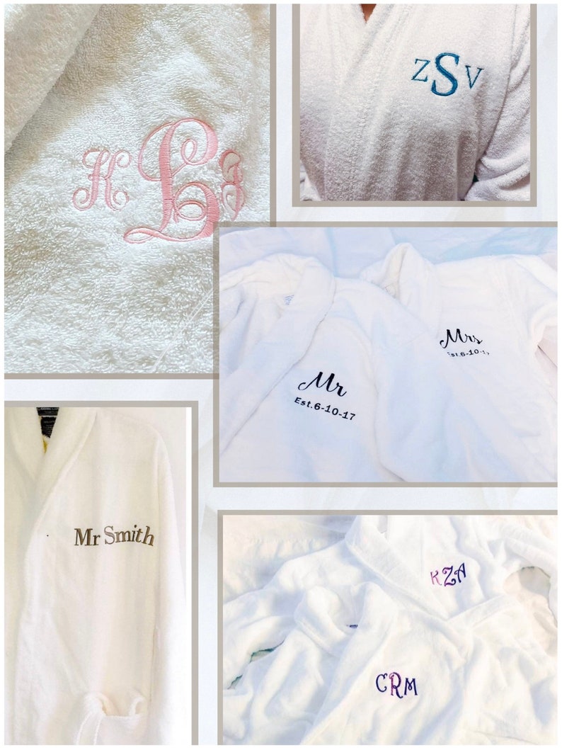 Embroidered Robe, Terry Cotton Robes, Cotton Robes, Terry Cotton Bathrobes, Embroidered Robes Monogrammed Custom Robes image 4