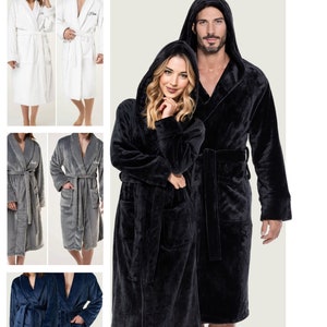 Couple Robes Personalized Robes Couples Gift 2 Robes Mr and Mrs Monogramed Personalized Matching Couples plush Robes Set of 2 image 9