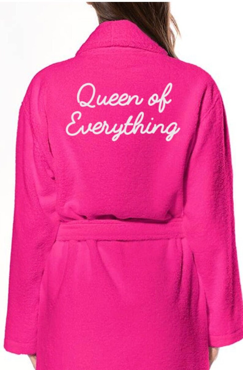 Pink Cotton Robe Custom Embroidered Robe Robes Terry Kimono Etsy