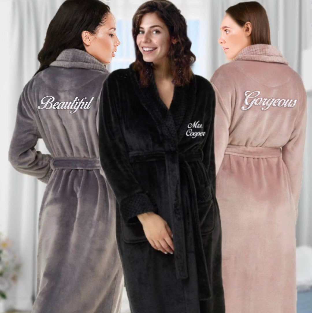 Personalized Womens Long Robe, Monogram Embroidered Robe Wedding ...