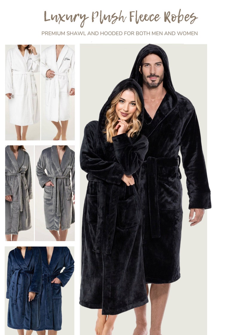 Cotton Robes, Couple Robes, Bathrobes, Custom Wedding Gifts image 9