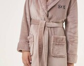 Intl Robes, Warm Cozy Robes, Long Plush Robes - Custom Name Robe Long Embroidered Bathrobe B3B11