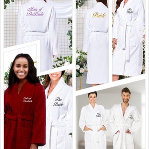 Personalized Robe, Cotton Bathrobe Terry Cloth Robe Long Length Custom Bridal Shower Wedding Registry Bridesmaid Favors image 3