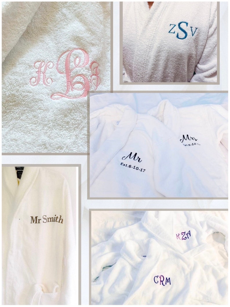 Bathrobe, Personalized Robe, Cotton Robe, Terry Cloth Embroidered Robe image 6