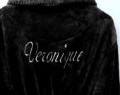 Black Robe Bathrobe Personalized Monogram Embroidered Custom Robe