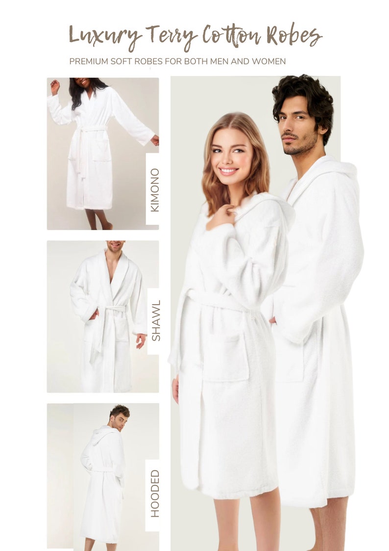 Cotton Robes, Couple Robes, Bathrobes, Custom Wedding Gifts image 8