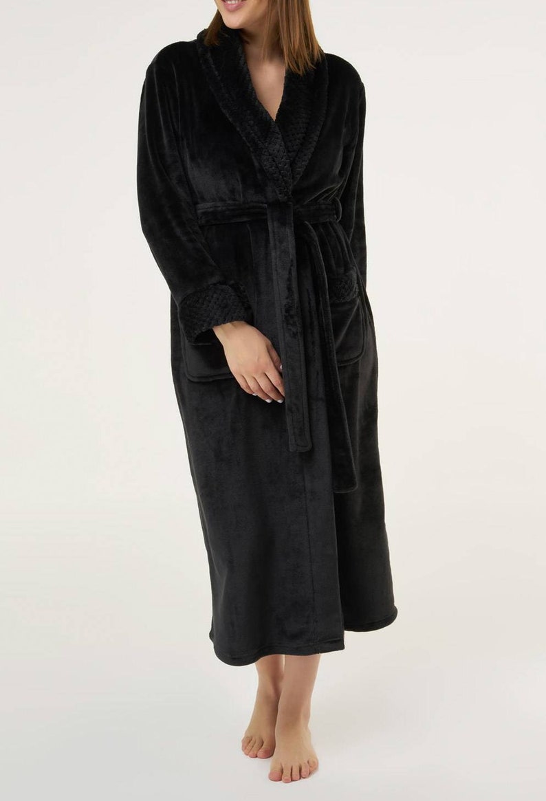 Plush Embroidered Robe Monogrammed Personalized Long Blue Bath Robe Gifts for her