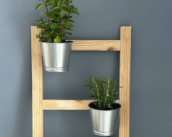 Handmade Wood Plant Ladder: Indoor Herb Garden with Pots