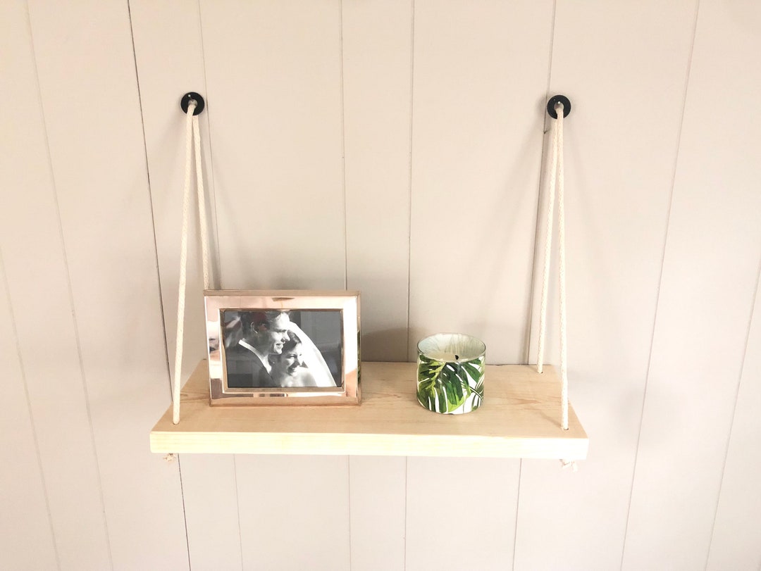 Rope Shelf Floating Shelf Hanging Shelf Wood Home Decor Etsy