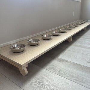 Raised Pine Wood Pet Feeder Stand: Elevated Dog Cat Bowls image 10