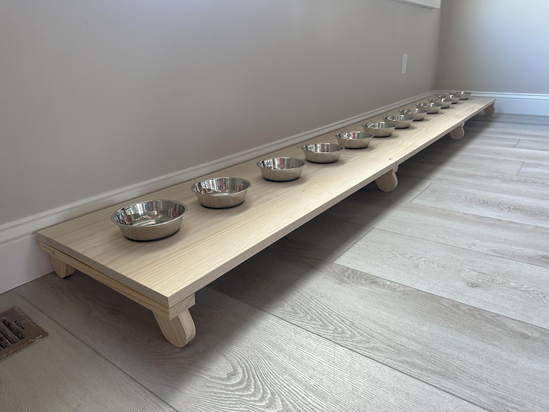Raised Pine Wood Pet Feeder Stand: Elevated Dog Cat Bowls image 10