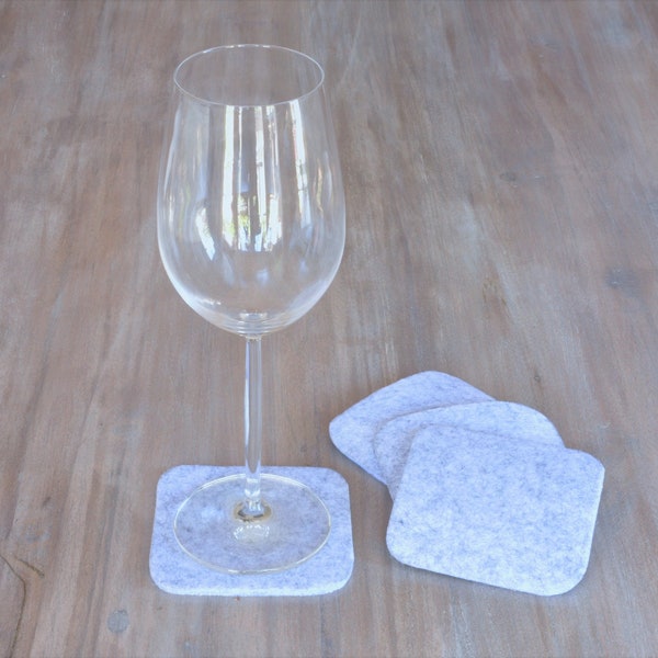 Premium Modern Felt Coasters (set of 4) • Non-slip silicone bottom surface • Thick Felt • Protects your Table •