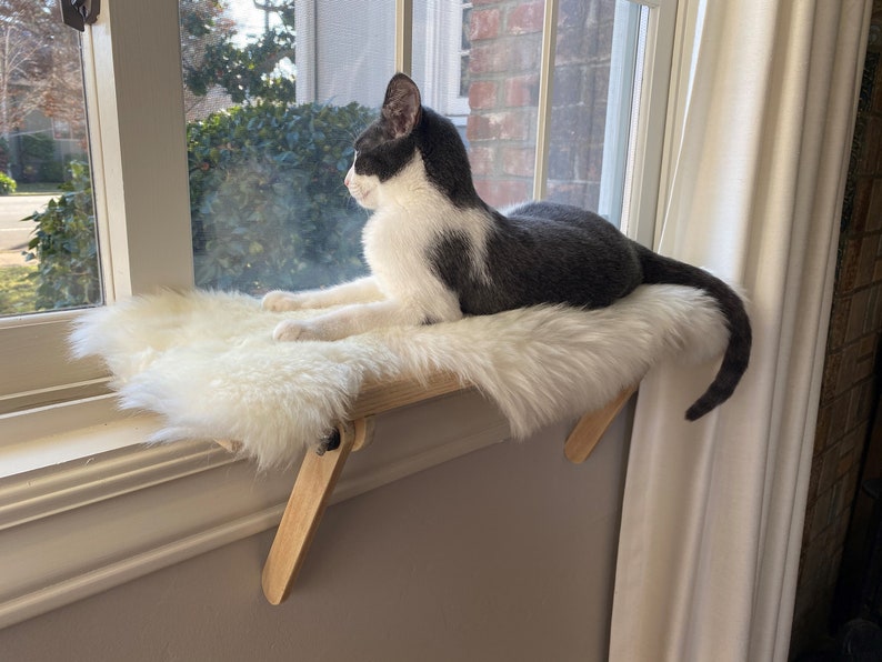 Percha para ventana de gato/estante para gato/alféizar de ventana/instalación sin herramientas/no se necesitan clavos/ Faux Fur Sheepskin