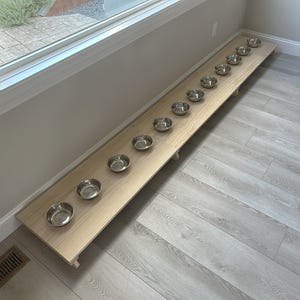 Raised Pine Wood Pet Feeder Stand: Elevated Dog Cat Bowls image 9