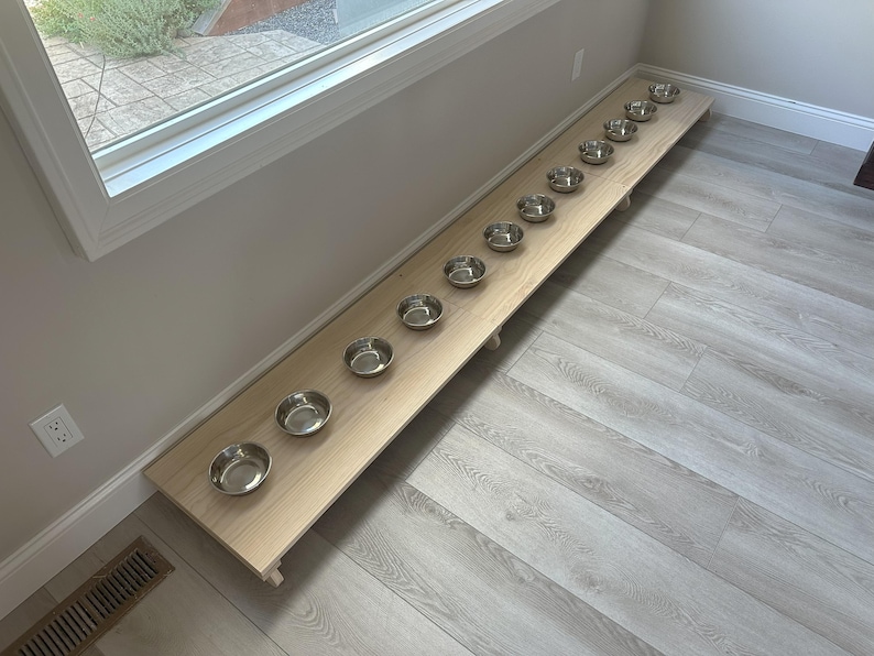 Raised Pine Wood Pet Feeder Stand: Elevated Dog Cat Bowls image 9